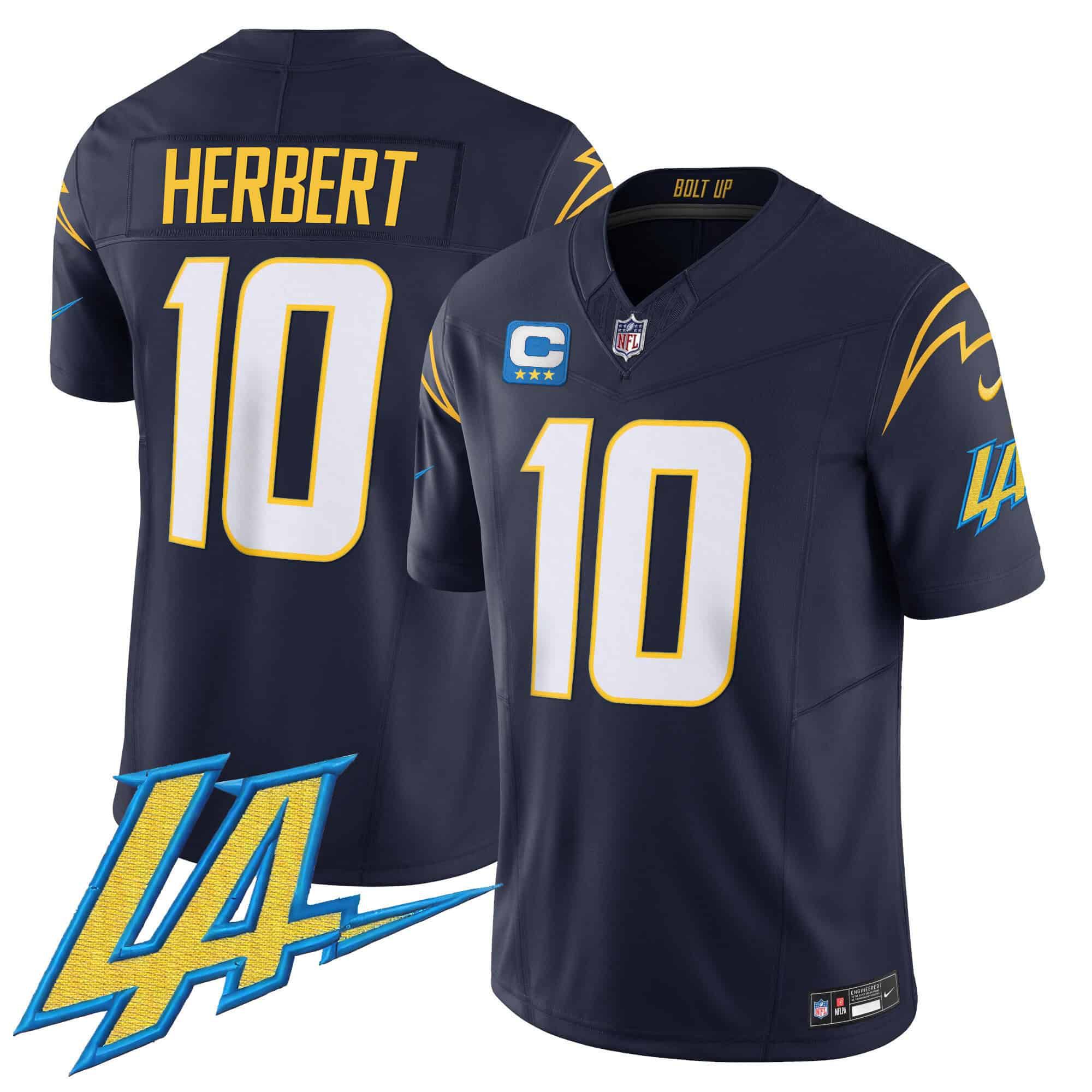 Men Los Angeles Chargers #10 Herbert Drak Blue 2024 Nike Vapor Limited NFL Jersey